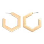 Wholesale metal Hexagonal Hoop Earrings D