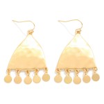 Wholesale hammered Metal Rounded Triangle Drop Earrings Metal Disk Tassels L