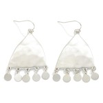 Wholesale hammered Metal Rounded Triangle Drop Earrings Metal Disk Tassels L