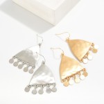 Wholesale hammered Metal Rounded Triangle Drop Earrings Metal Disk Tassels L