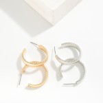 Wholesale ribbed Metal Hoop Earrings D