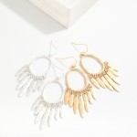Wholesale hammered Metal Oval Drop Earrings Hammered Metal Tassels L