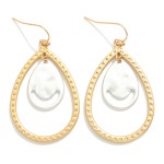 Wholesale dimpled Metal Teardrop Drop Earrings Hammered Metal Charm L