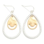 Wholesale dimpled Metal Teardrop Drop Earrings Hammered Metal Charm L