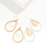 Wholesale dimpled Metal Teardrop Drop Earrings Hammered Metal Charm L