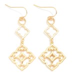 Wholesale linked Metal Filigree Clover Drop Earrings L