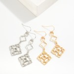 Wholesale linked Metal Filigree Clover Drop Earrings L