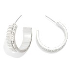 Wholesale ruffled Metal Hoop Earrings Rhinestone Border D