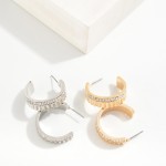 Wholesale ruffled Metal Hoop Earrings Rhinestone Border D