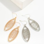 Wholesale metal Wire Wrapped Angled Oval Drop Earrings L