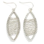 Wholesale metal Wire Wrapped Angled Oval Drop Earrings L