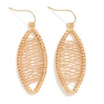 Wholesale metal Wire Wrapped Angled Oval Drop Earrings L