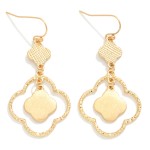 Wholesale linked Textured Metal Clovers Drop Earrings L
