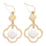 Wholesale linked Textured Metal Clovers Drop Earrings L