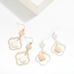 Wholesale linked Textured Metal Clovers Drop Earrings L