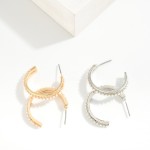 Wholesale center Pearl Studded Metal Hoop Earrings D