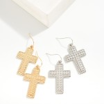Wholesale studded Metal Cross Drop Earrings L