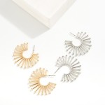 Wholesale metal Plated Brass Sun Ray Hoop Earrings Rhinestone Stud End Caps Plat