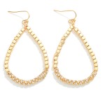 Wholesale metal Beaded Teardrop Drop Earrings Rhinestone Wrapping L