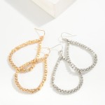 Wholesale metal Beaded Teardrop Drop Earrings Rhinestone Wrapping L