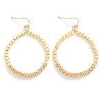 Wholesale metal Beaded Hoop Earrings Rhinestone Wrapped L