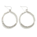 Wholesale metal Beaded Hoop Earrings Rhinestone Wrapped L