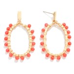 Wholesale beaded Metal Wire Wrapped Metal Oval Drop Earrings L