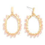 Wholesale beaded Metal Wire Wrapped Metal Oval Drop Earrings L