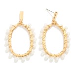 Wholesale beaded Metal Wire Wrapped Metal Oval Drop Earrings L