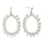 Wholesale beaded Metal Wire Wrapped Metal Oval Drop Earrings L