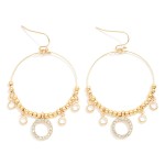 Wholesale metal Beaded Hoop Drop Earrings Glass Crystal Rhinestone Circle Charms