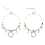 Wholesale metal Beaded Hoop Drop Earrings Glass Crystal Rhinestone Circle Charms