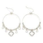 Wholesale metal Beaded Hoop Drop Earrings Glass Crystal Charms Rhinestone Clover