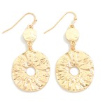 Wholesale linked Textured Metal Circle Drop Earrings L