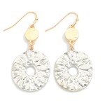 Wholesale linked Textured Metal Circle Drop Earrings L