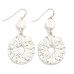Wholesale linked Textured Metal Circle Drop Earrings L