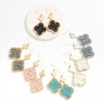 Wholesale wire Wrapped Beaded Clover Drop Earrings Metal Linked Clover L