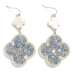Wholesale wire Wrapped Beaded Clover Drop Earrings Metal Linked Clover L