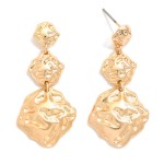 Wholesale linked Hammered Metal Post Drop Earrings L