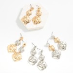 Wholesale linked Hammered Metal Post Drop Earrings L