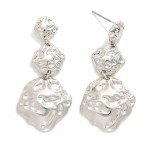 Wholesale linked Hammered Metal Post Drop Earrings L