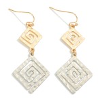 Wholesale linked Hammered Metal Spiral Squares Drop Earrings L