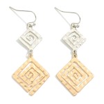 Wholesale linked Hammered Metal Spiral Squares Drop Earrings L