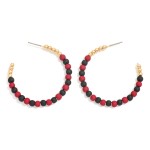 Wholesale beaded Game Day Hoop Earrings Matte Gold Beads D