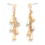 Wholesale linked Metal Cone Post Drop Earrings L