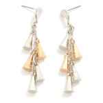 Wholesale linked Metal Cone Post Drop Earrings L
