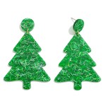 Wholesale glitter Acetate Christmas Tree Post Drop Earrings L