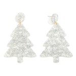 Wholesale glitter Acetate Christmas Tree Post Drop Earrings L
