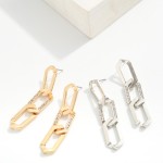 Wholesale flat Chain Link Earrings Rhinestone Details L