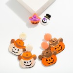Wholesale glitter Acetate Cowboy Jack o Lantern Drop Earrings L